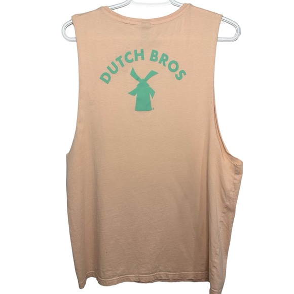 Dutch Bros Light Pink w/Mint Cut Off Tank/Muscle Tee MEDIUM So CUTE DB 1992 - Picture 3 of 6